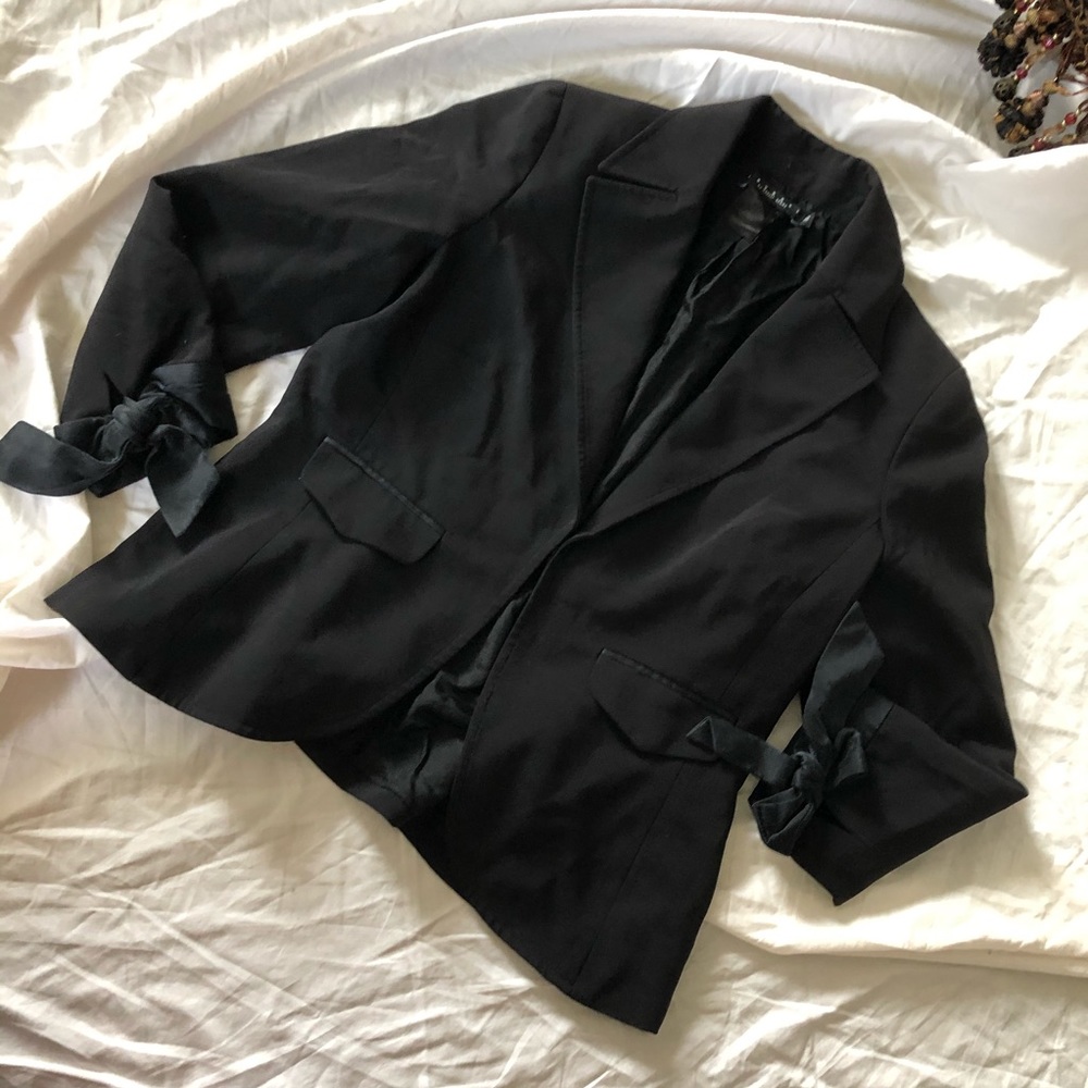 Laundry Shellin Segal One Button Blazer Tie Bow M